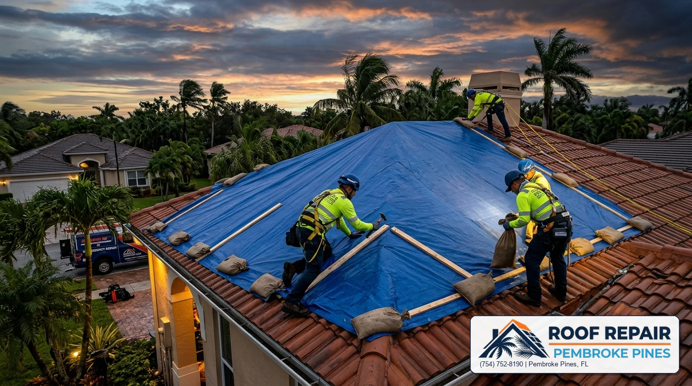 Storm damage roof repair in South Florida